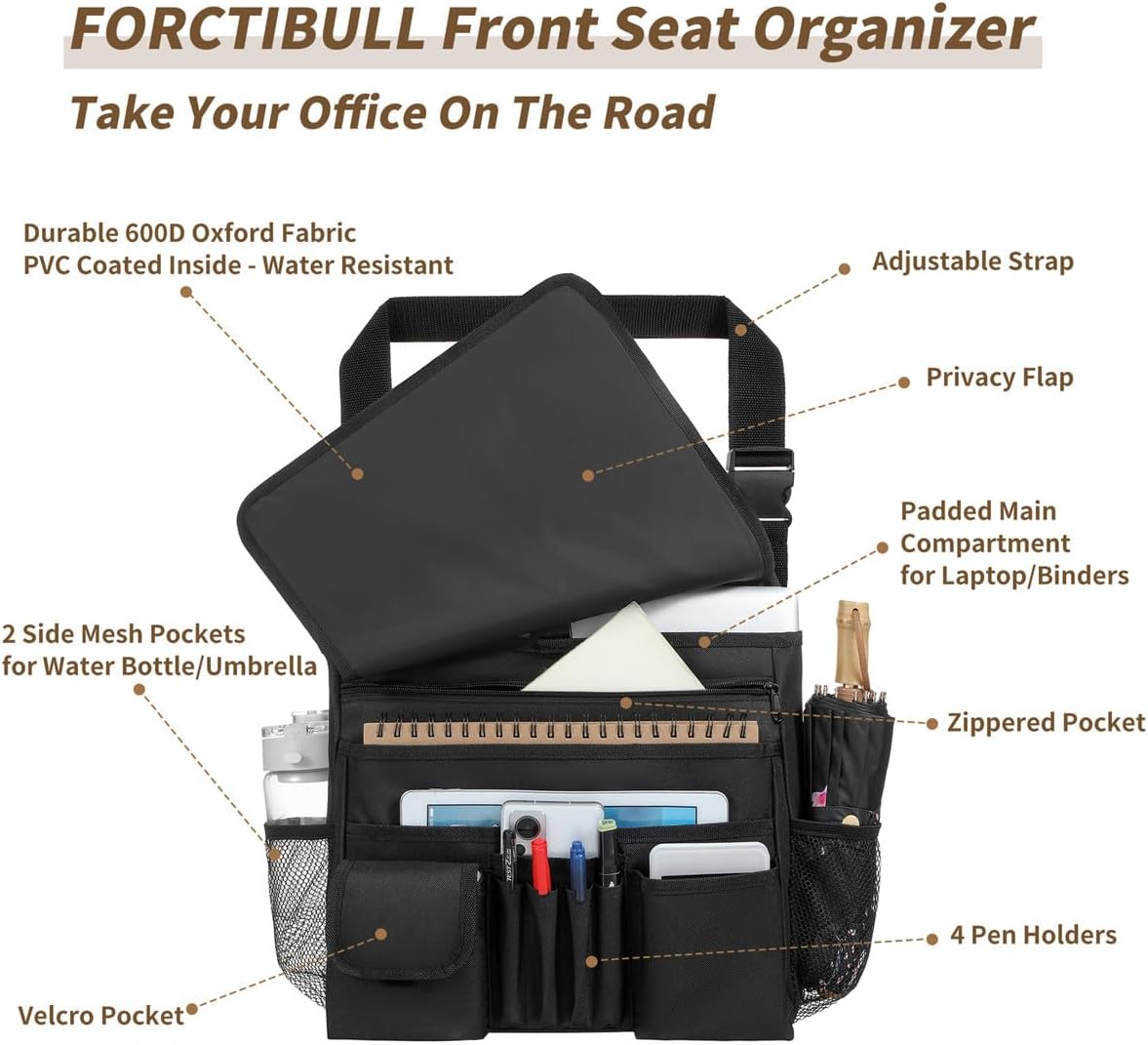 FORCTIBULL Car Front Seat Organizer