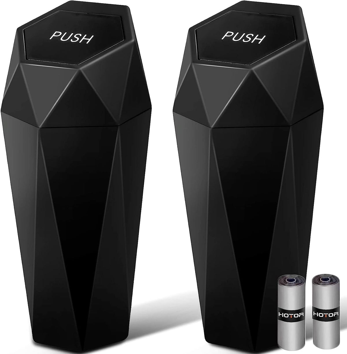HOTOR Car Trash Cans with Lids, 2-Pack