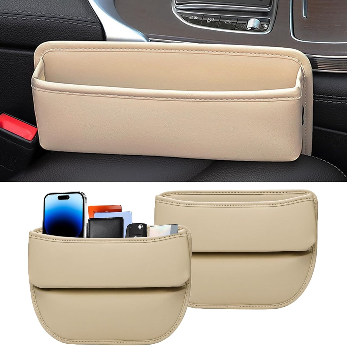 Mtverver Leather Car Seat Gap Filler, 2-Pack