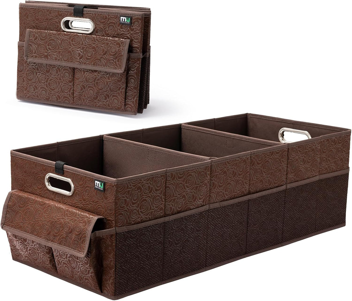 MIU COLOR Brown Car Trunk Organizer with 12 Pockets