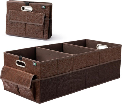MIU COLOR Brown Car Trunk Organizer with 12 Pockets