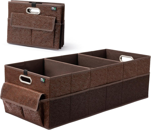 MIU COLOR Brown Car Trunk Organizer with 12 Pockets