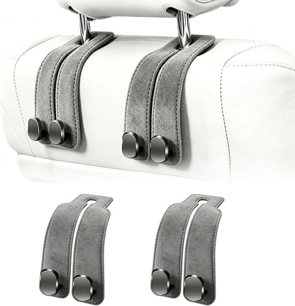 Amelity Gray Leather Car Headrest Hooks