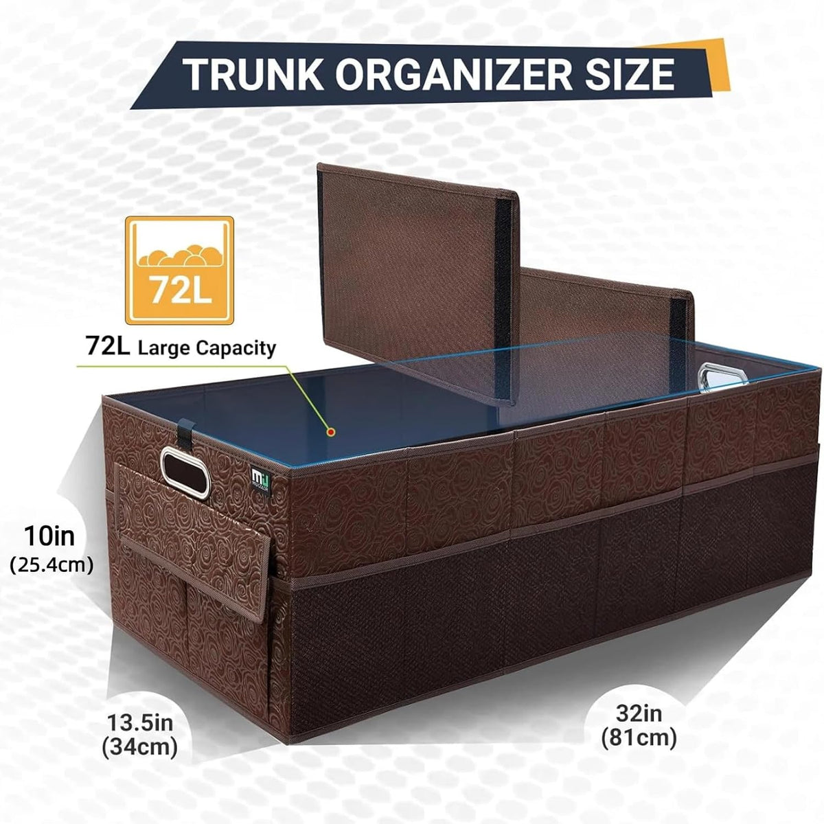 MIU COLOR Brown Car Trunk Organizer with 12 Pockets
