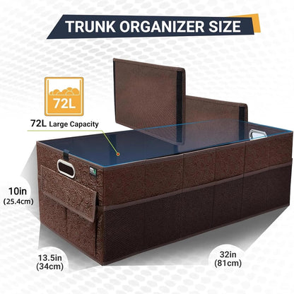 MIU COLOR Brown Car Trunk Organizer with 12 Pockets