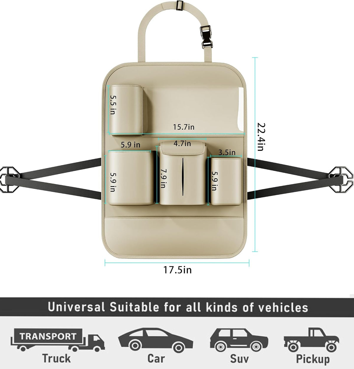 GMQ Beige Seat Back Organizer