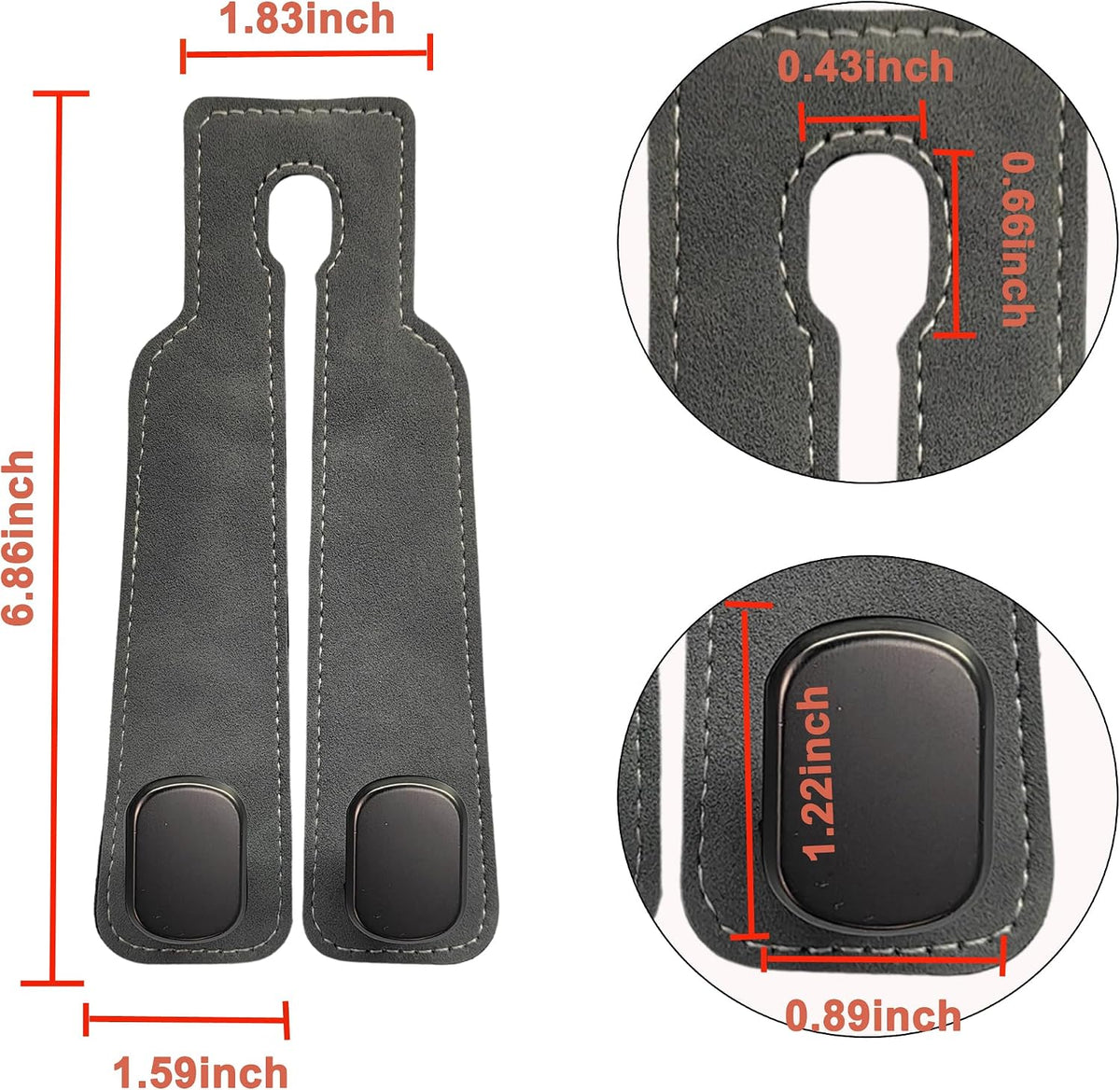 Amelity Gray Leather Car Headrest Hooks