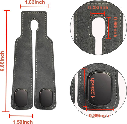 Amelity Gray Leather Car Headrest Hooks