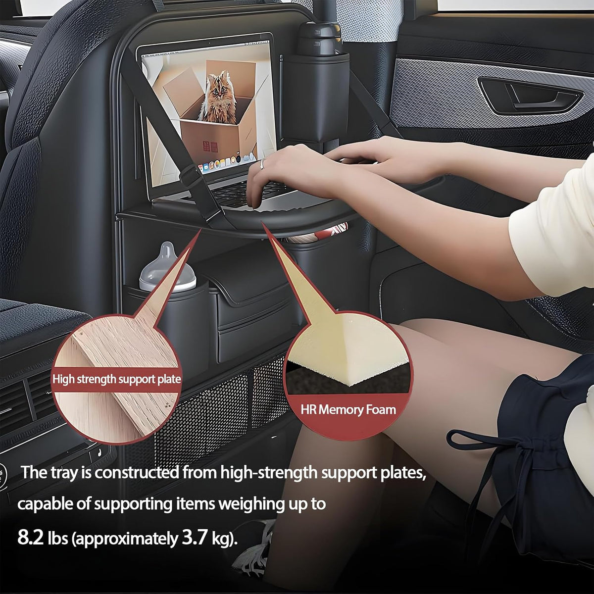 FASTAGEI Car Backseat Organizer with Table Tray