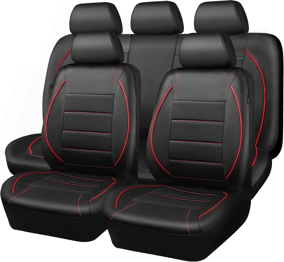CAR PASS Red Black Leather Seat Cover