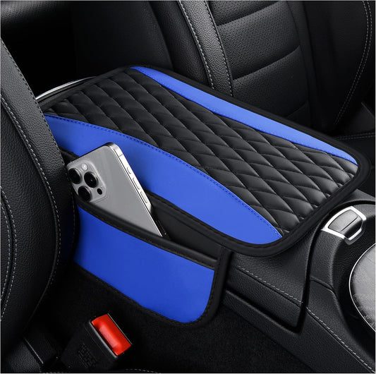 IHOTDER Blue Patchwork Leather Armrest Cover