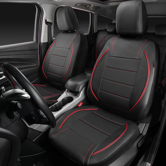 CAR PASS Red Black Leather Seat Cover